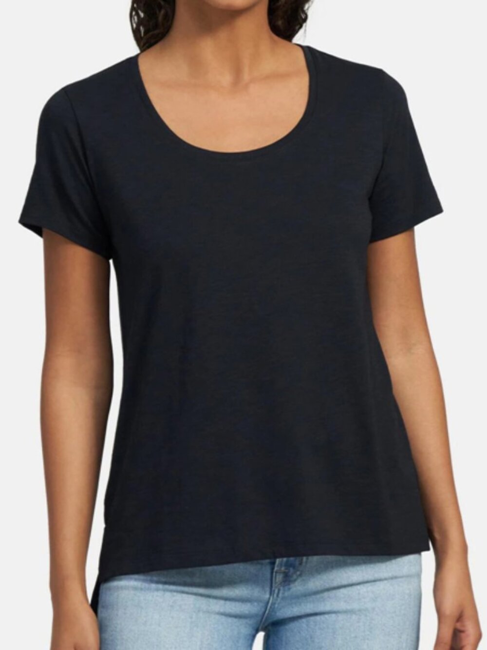 NWT Theory PINATI BLACK U-Neck Scoop Cotton Slub Basic Short Sleeve T-Shirt S
